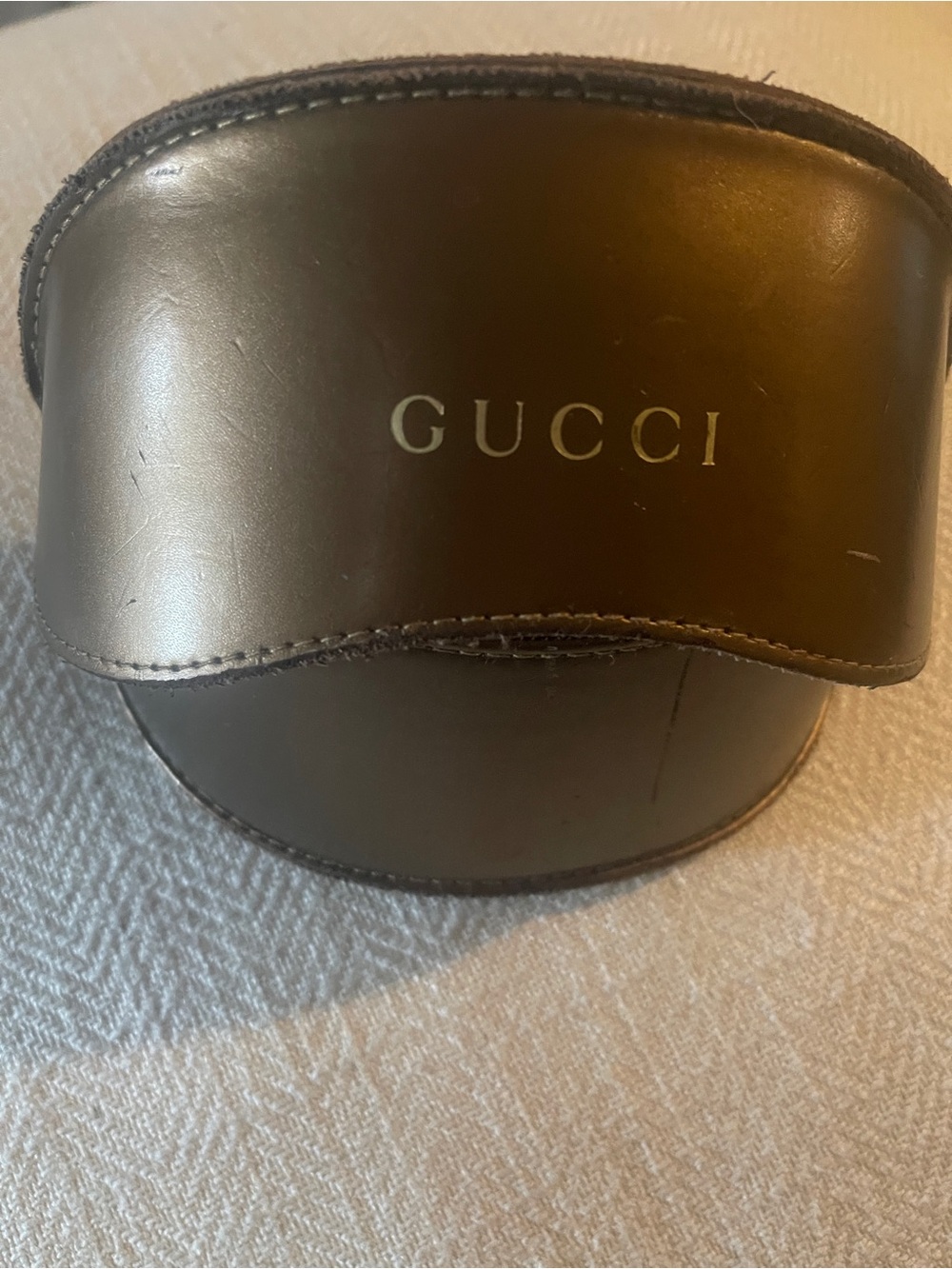 Gucci  Woman or Man's Leather sunglass  Case in Dark Brown fully lined